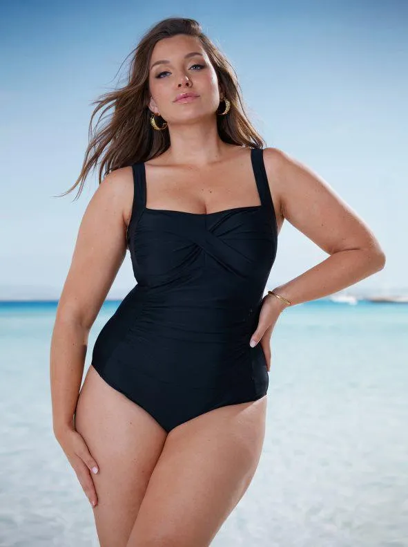 Bañador reductor liso copas cruzadas