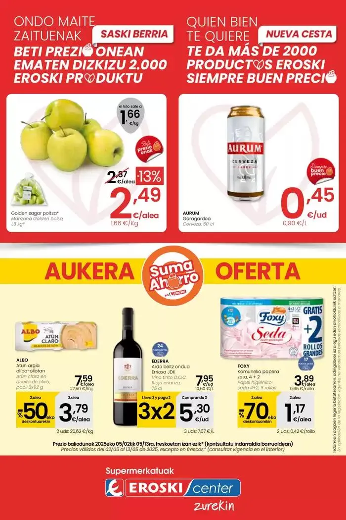 Catálogo de AUKERA OFERTA EROSKI CENTER 2 de mayo al 13 de mayo 2025 - Página 1
