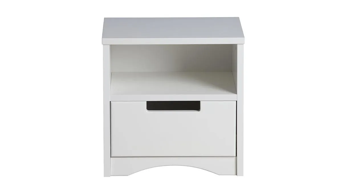 Mesilla de noche infantil blanca con almacenaje ANTONIN