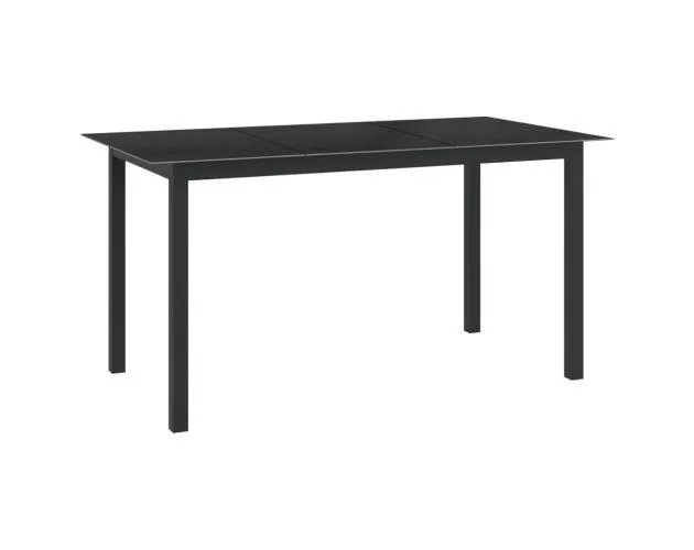 vidaXL mesa de jardín de aluminio y vidrio negro 150x90x74 cm