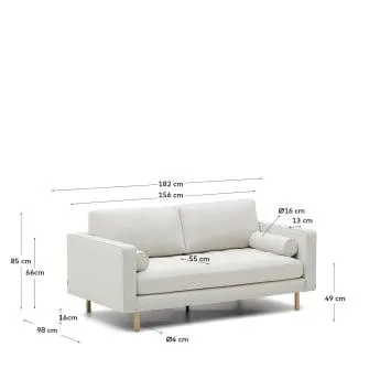 Sofá Debra 2 plazas de chenilla perla y patas con acabado natural 182 cm FSC Mix Credit