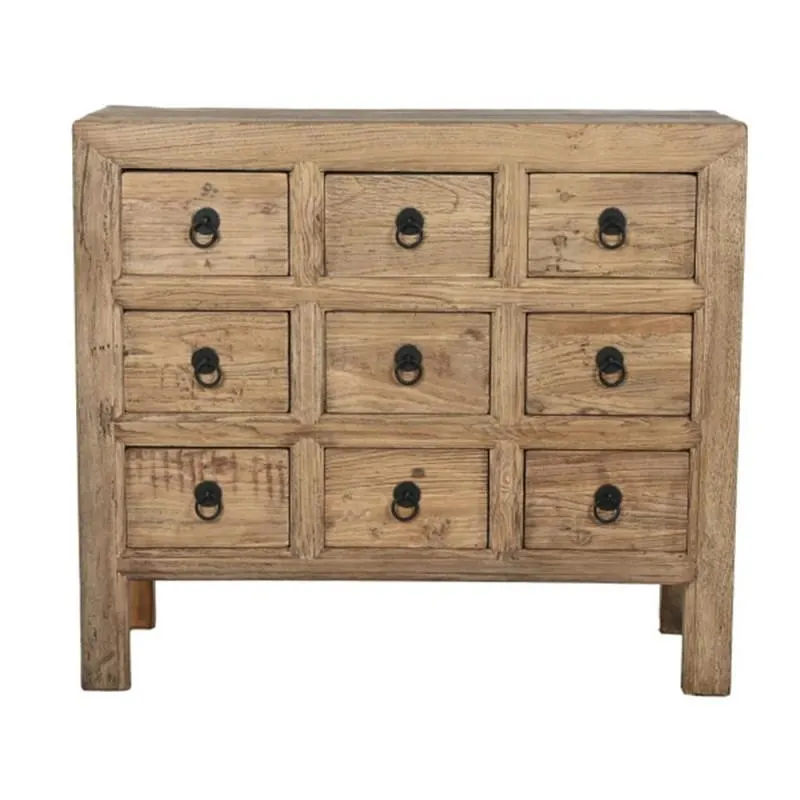 Solid aged elm chest of drawers 86cm high