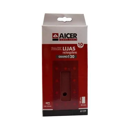 PACK 10 LIJAS RECTANGULARES 93X185MM GR.120 AICER