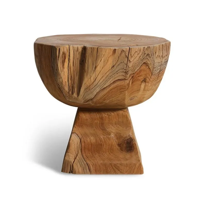 Teak stool · Arched