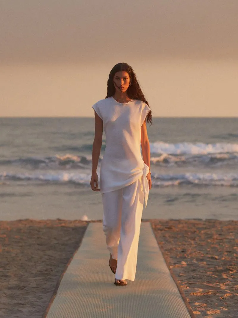 Camisa con lino detalle nudo