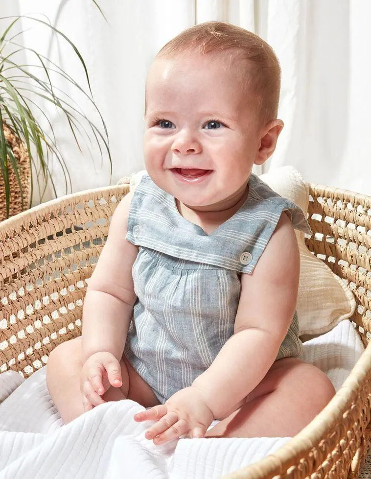 Ranita de lino de rayas azul claro