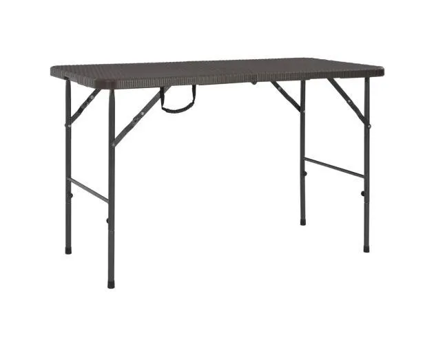 Vidaxl mesa de jardín plegable hdpe marrón aspecto ratán 120x60x74 cm