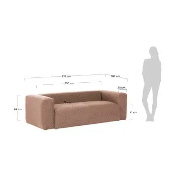 Sofá Blok 2 plazas rosa 210 cm