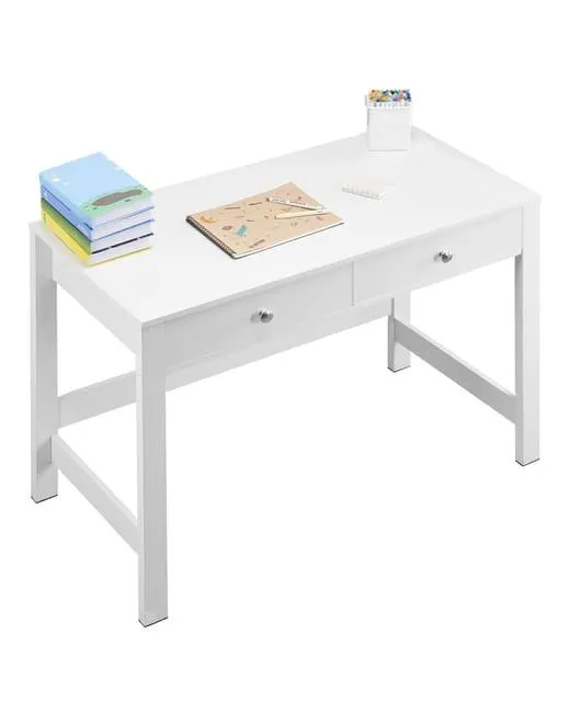 Escritorio pequeño con cajones,VEVOR mesa estudio moderna,escritorio rectangular MDF con almacenamiento,para dibujar,leer,escribir,hogar,blanco