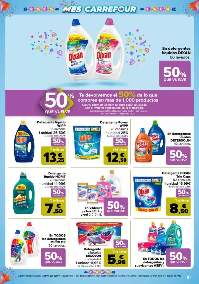 Catálogo de 50% QUE VUELVE + 2ªUD. AL -50% 13 de mayo al 26 de mayo 2025 - Página 51