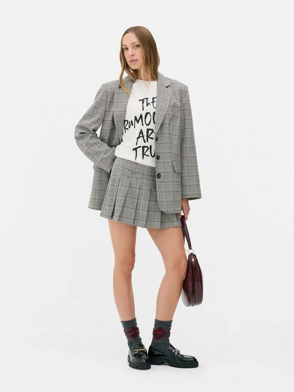 Falda pantalón corta plisada a cuadros de Rita Ora