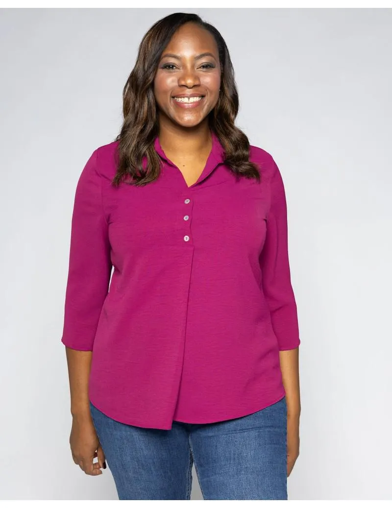 Blusa crep polo 3 botones