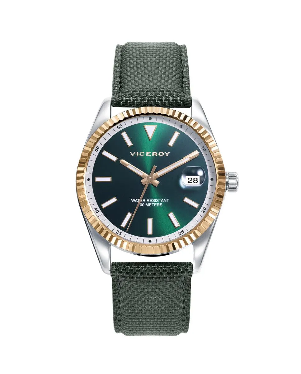 Reloj de hombre Chic con caja de acero y correa de nylon verde