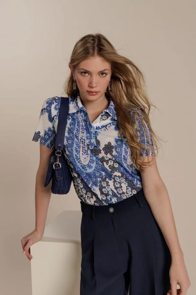 Polo de punto estampado paisley