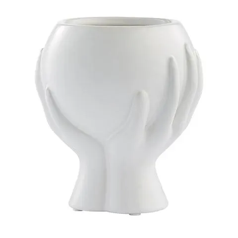 Haniya flower pot H16.5 cm. white