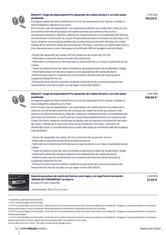 Catálogo de Ford de accesorios Focus 13 de noviembre al 13 de noviembre 2025 - Página 74