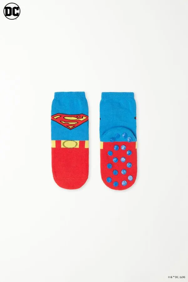 Calcetines Antideslizantes Cortos con Estampado Superman para Niño