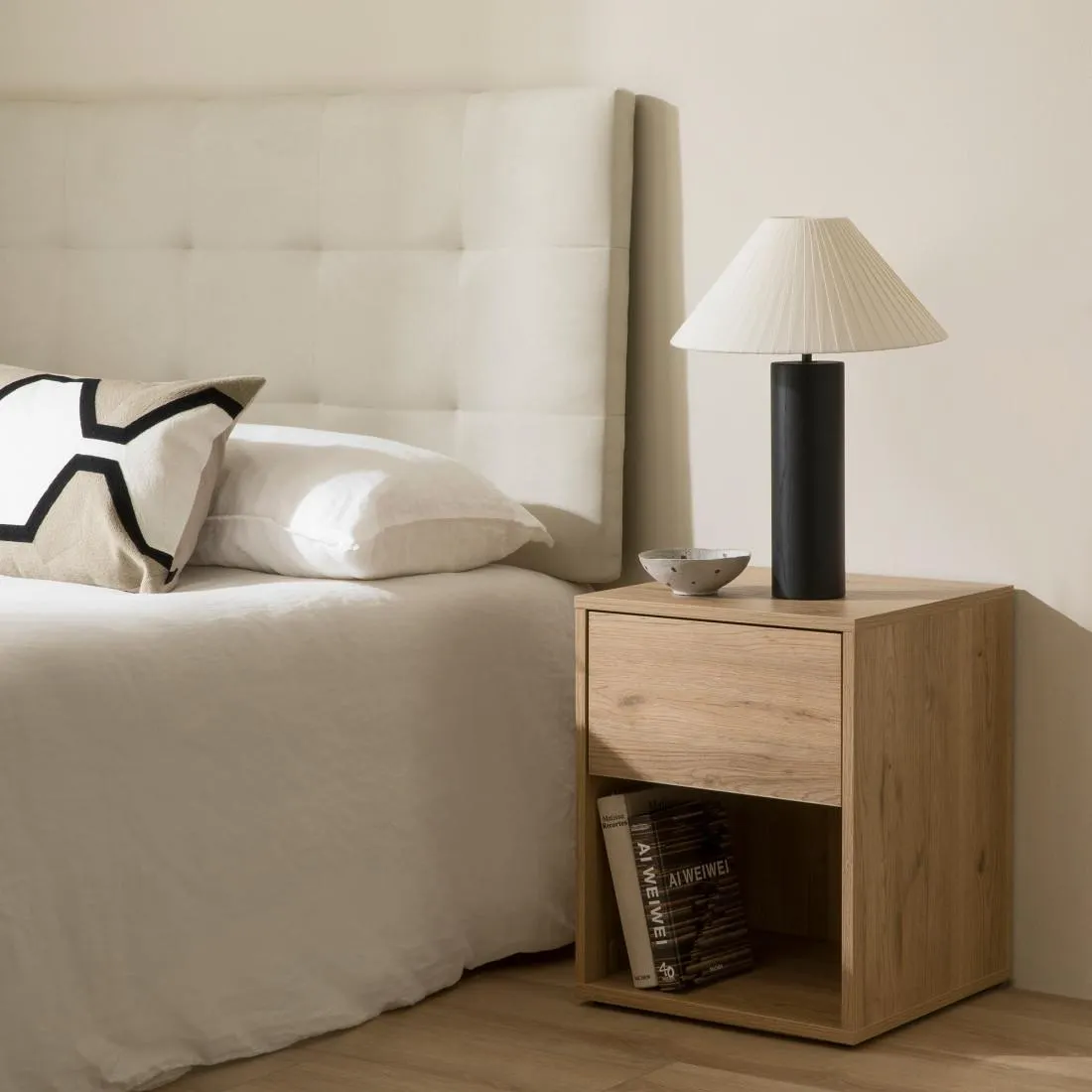 Mesita de noche natural 1 cajón