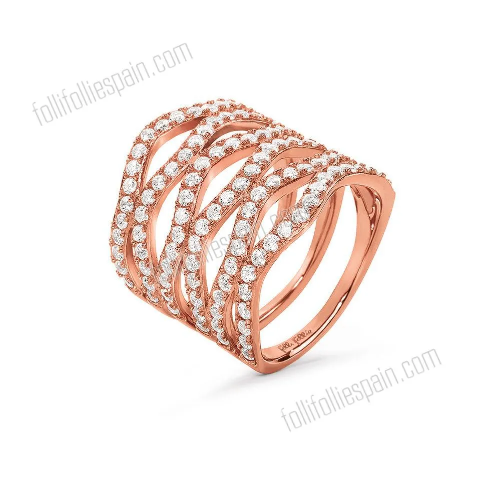 Folli Follie Moda tentación de plata Anillo 56% Off