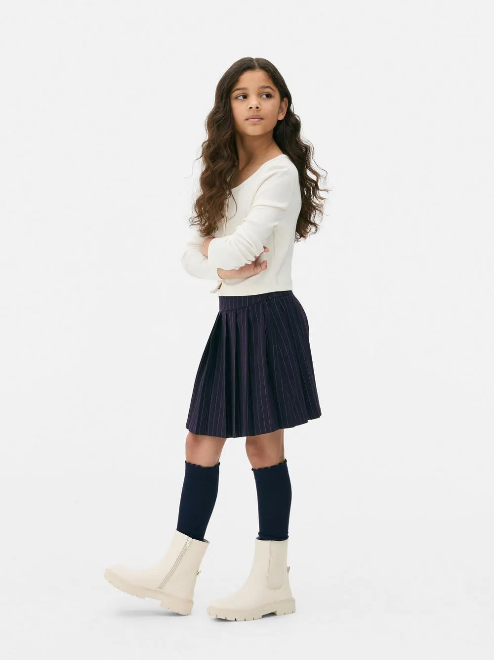 Falda plisada a rayas diplomáticas