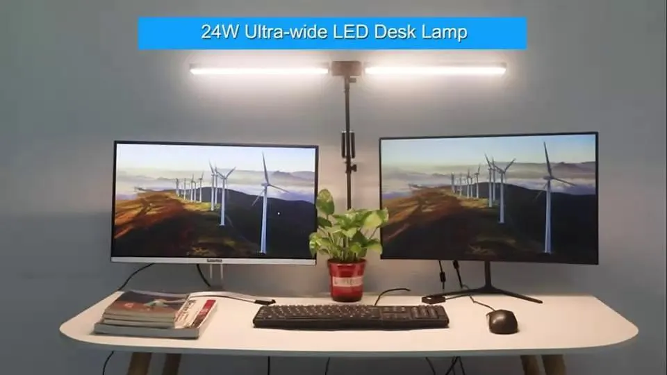 Lámpara de escritorio de lectura led, lámpara de escritorio con brazo oscilante plegable de 24w con abrazadera regulable, adecuada para banco de trabajo, cuidado de los ojos en el hogar, oficina,