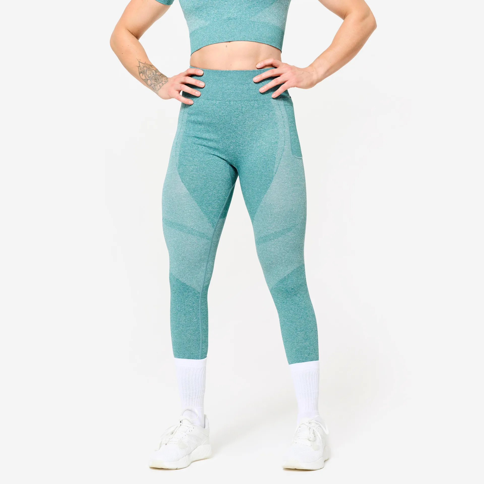 Leggings Fitness Mujer Turquesa Sin Costuras Talle Alto