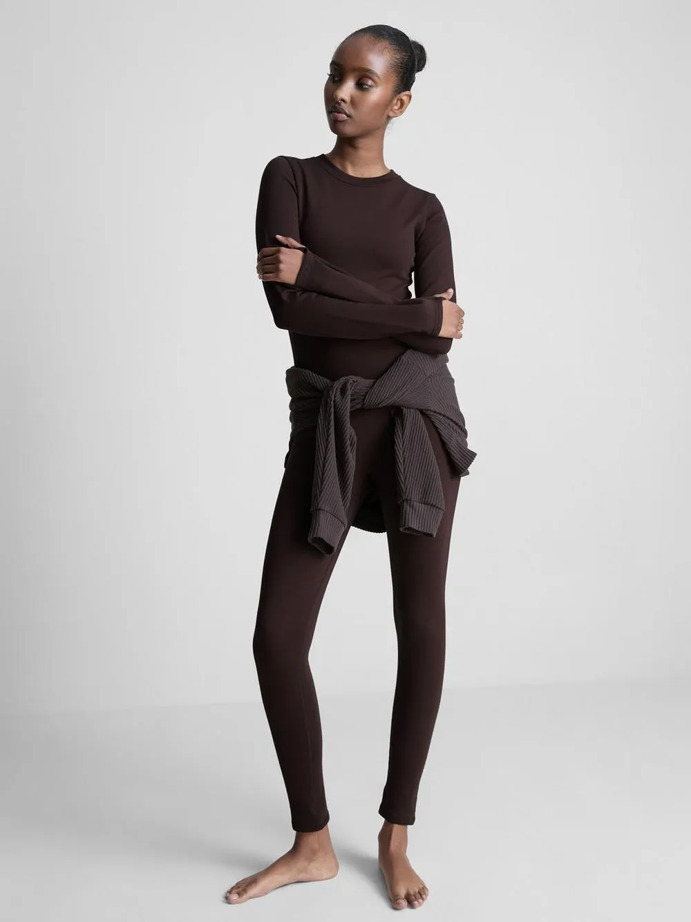 Camiseta de manga larga cepillada sin costuras