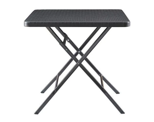 Mesa plegable mark exterior metal/plástico 78x78x74cm - efecto ratán negro