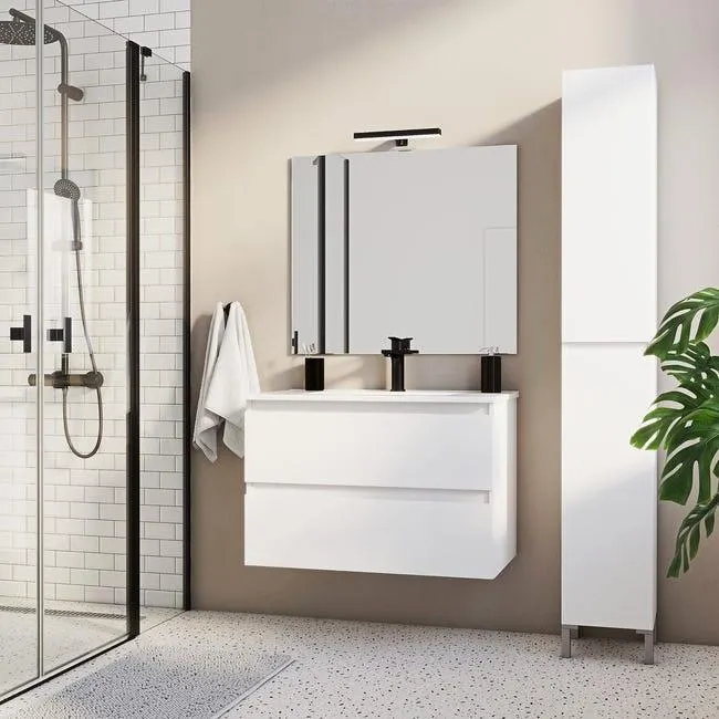 Mueble de baño con lavabo New Essential blanco 80x45 cm
