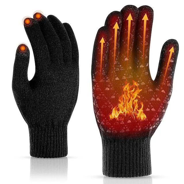 Guantes calefactables, guantes eléctricos de invierno para hombres y mujeres, manopla USB con pantalla táctil, guantes térmicos ajustables, cálidos y lavables, guantes tejidos para computadora