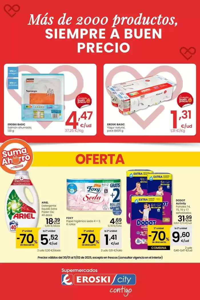 Catálogo de Más de 2000 productos, SIEMPRE A BUEN PRECIO SUPERMERCADOS EROSKI 30 de enero al 11 de febrero 2025 - Página 1