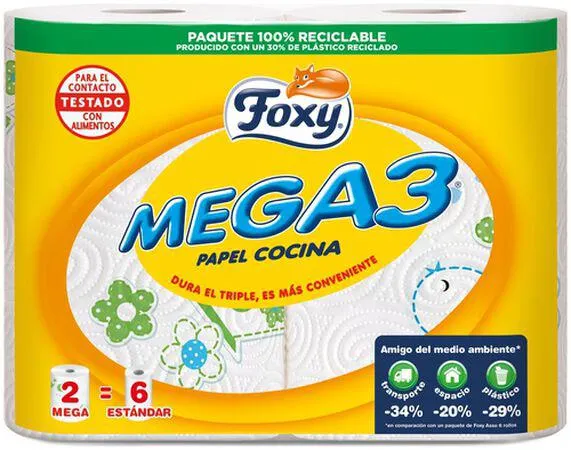 Papel de cocina en rollo Foxy pack-2 mega 3 decorado