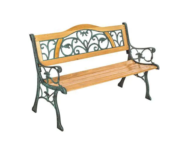 Banco para jardín de madera y hierro fundido kathi 124x60x83cm
