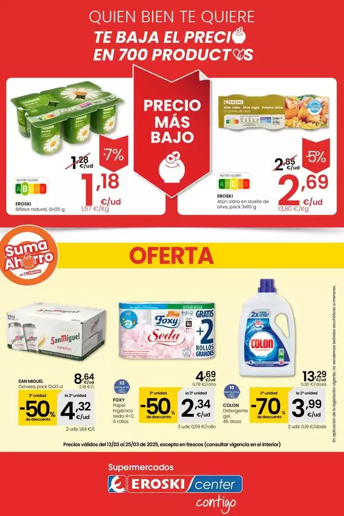 Catálogo de Precio más bajo EROSKI CENTER 13 de marzo al 26 de marzo 2025 - Página 1