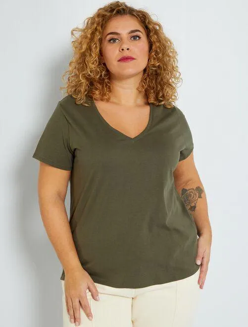 Camiseta de punto con cuello de pico