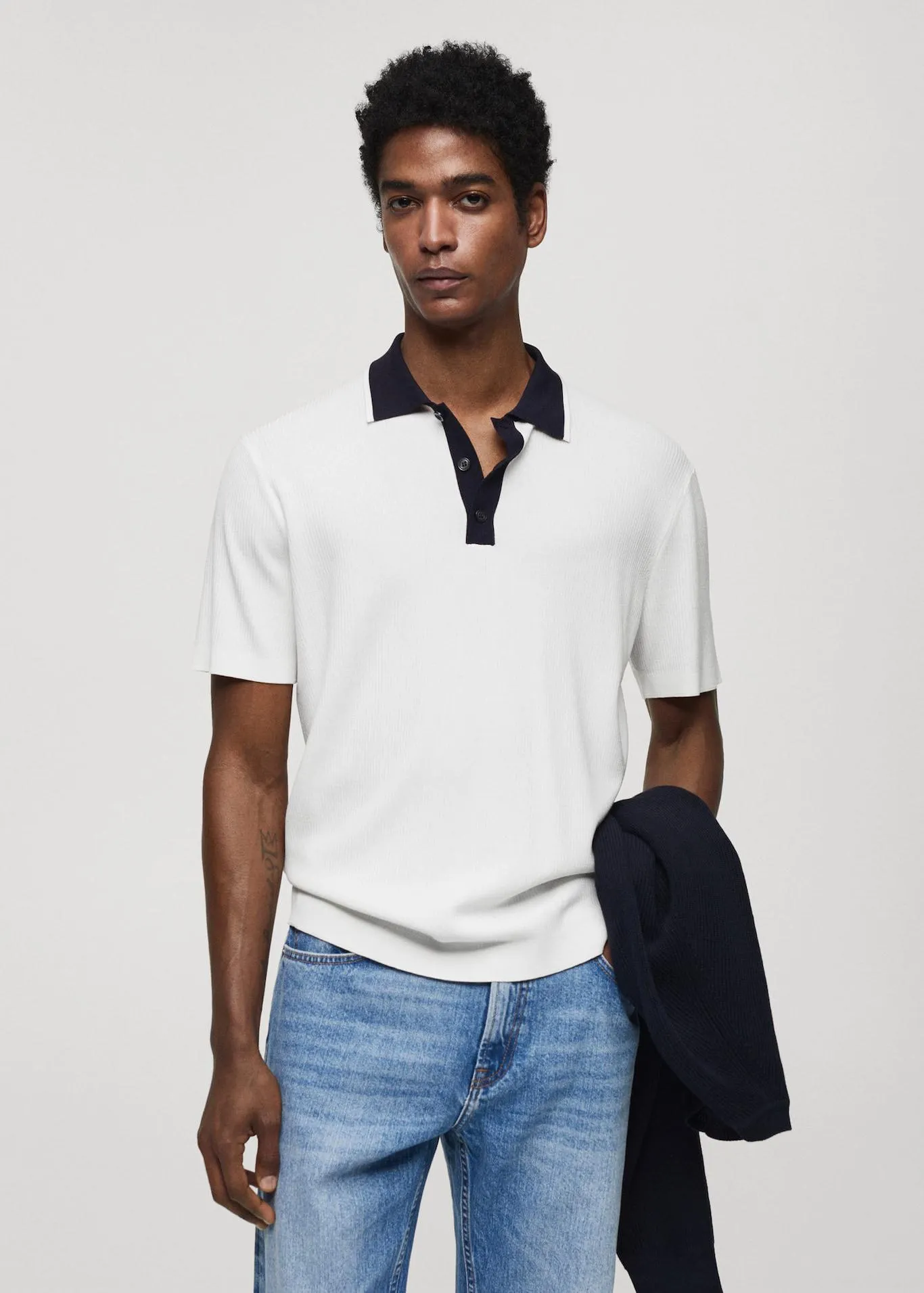 Polo punto cuello contraste