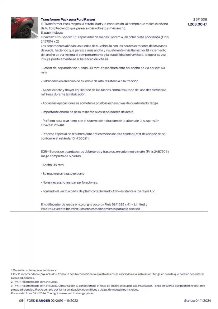 Catálogo de Ford de accesorios Ford Ranger 13 de noviembre al 13 de noviembre 2025 - Página 5