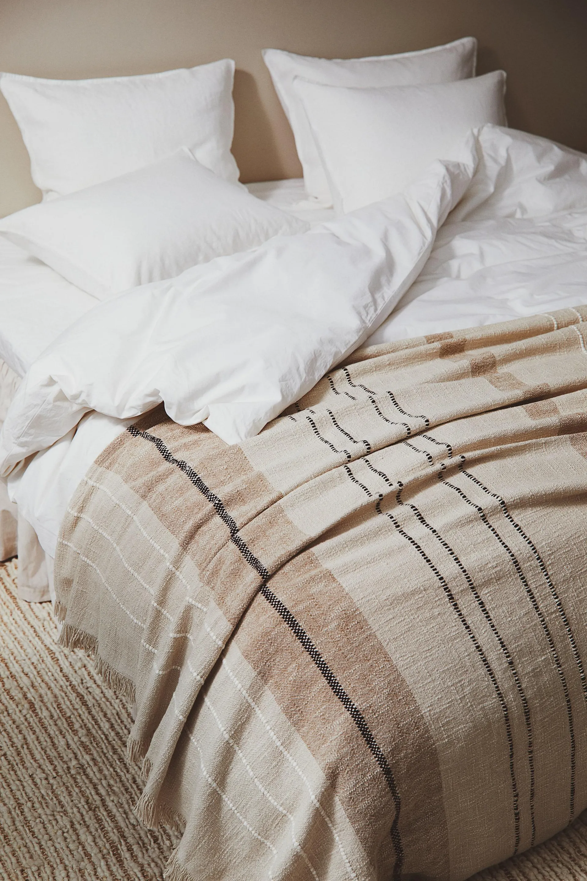 Cubrecama de algodón con diseño de rayas