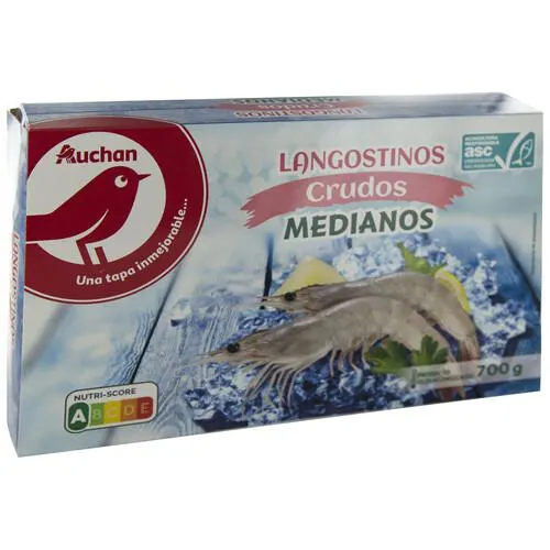 PRODUCTO ALCAMPO Langostinos medianos 35 / 45, crudos y ultracongelados PRODUCTO ALCAMPO 700 g (P.N).