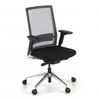 Silla de Oficina Global, mecanismo sincronizado, reposacabezas, red - Negro