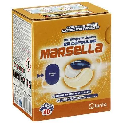 Detergente cápsilas 3en1 Lanta 40 litros Marsella