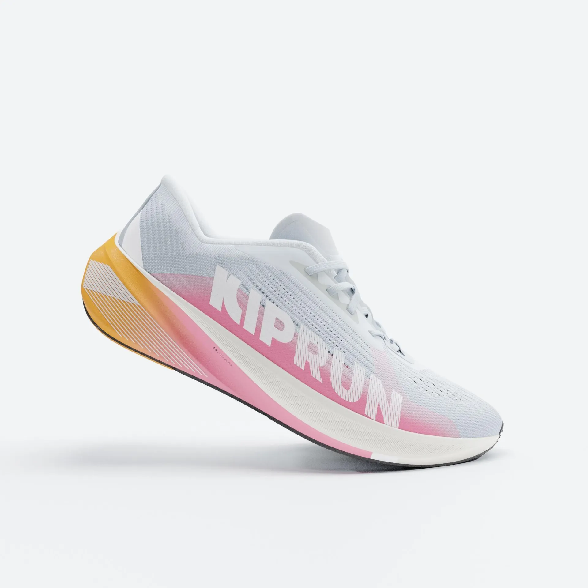 Zapatilla running carretera versátil mujer, KIPRUN CUSHION 500 PREMIUM azul rosa