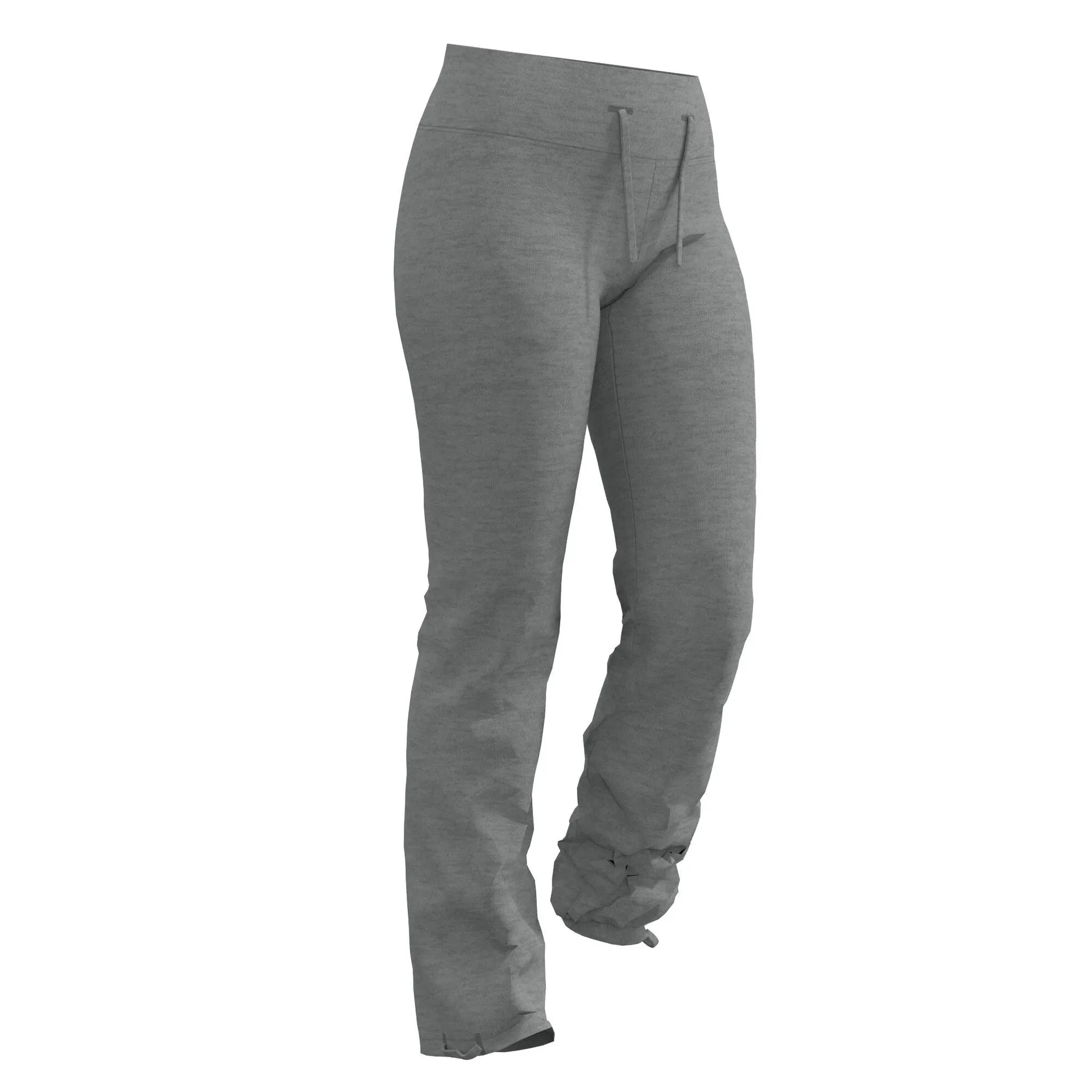 Mallas Leggings Corte Recto Bajos Ajustables Fitness Mujer 500 Gris