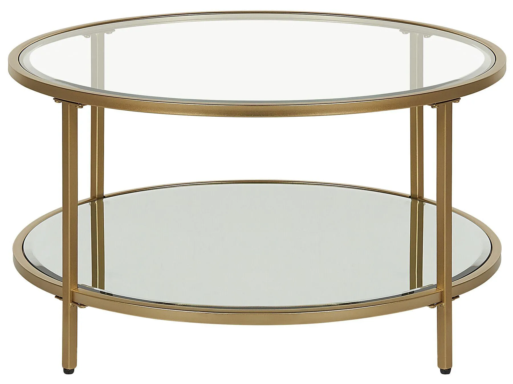 Mesa de centro de vidrio templado transparente/dorado ⌀ 70 cm BIRNEY