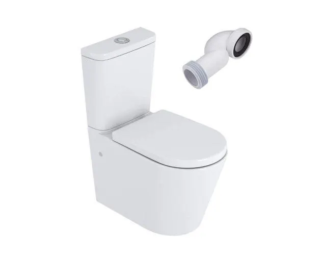 Wc Inodoro Compacto Adosado a Pared Sistema Rimless y Fondo Reducido | Blanco Brillo