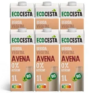 Bebida Vegetal de Avena 0% Azúcar Bio Ecocesta 1L Pack 6 uds
