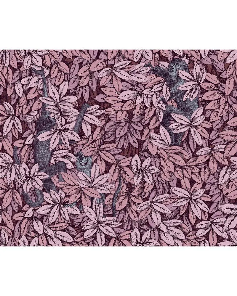 PAPEL PINTADO Foglie e Scimmie Blush With Blue 123-10048