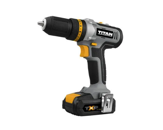 Taladro percutor 18 V 2 baterías y 71 accesorios Titan