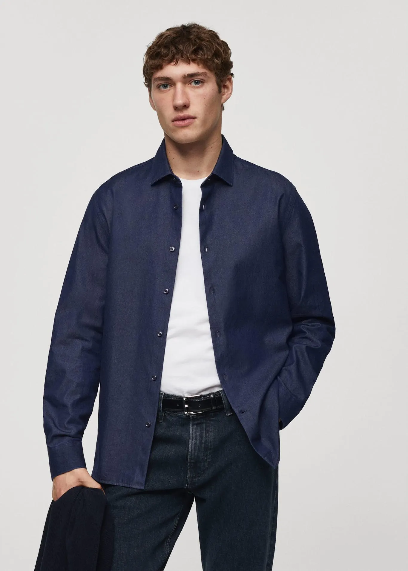 Camisa regular fit chambray algodón