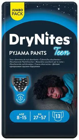 Pants calzoncillo Huggies Drynites Teen Boys 27-57kg 13 uds